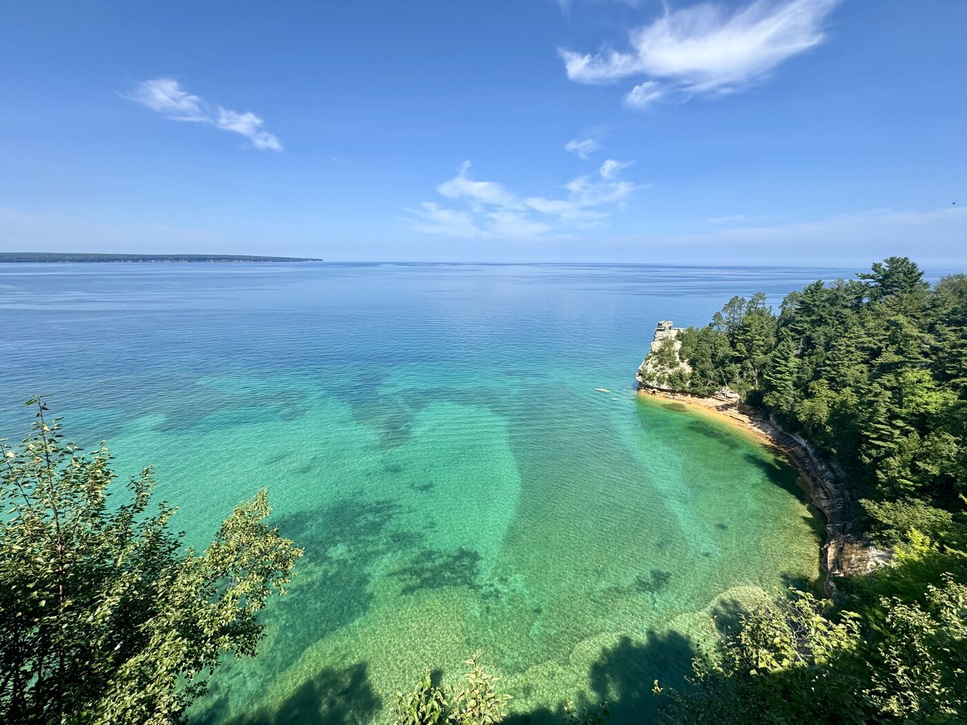 Clear green water below the cliffs at Miners Castle, Pictured Rocks National Lakeshore